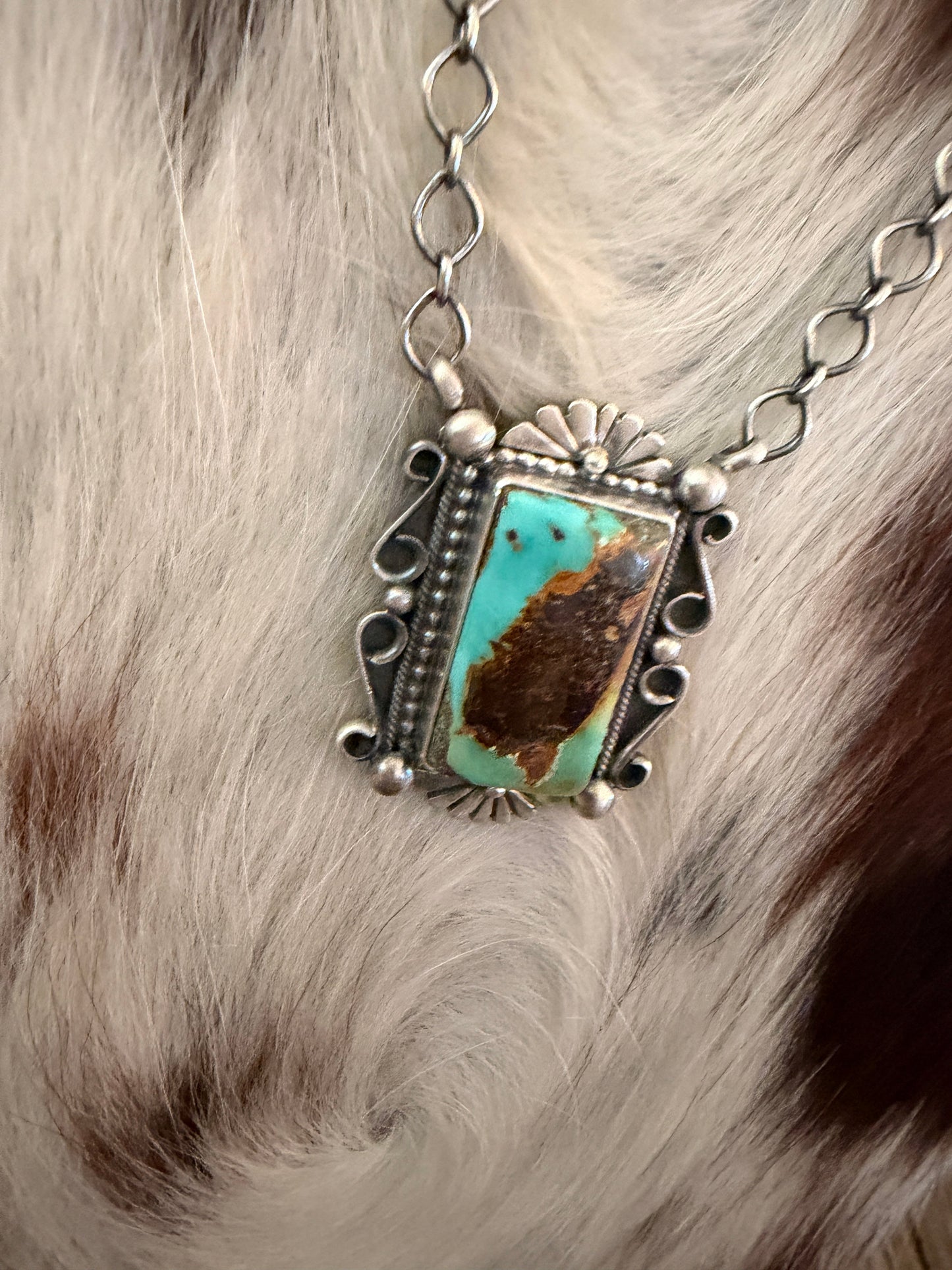 Handcrafted Royston Turquoise & Sterling Silver Necklace by Daniel Benally