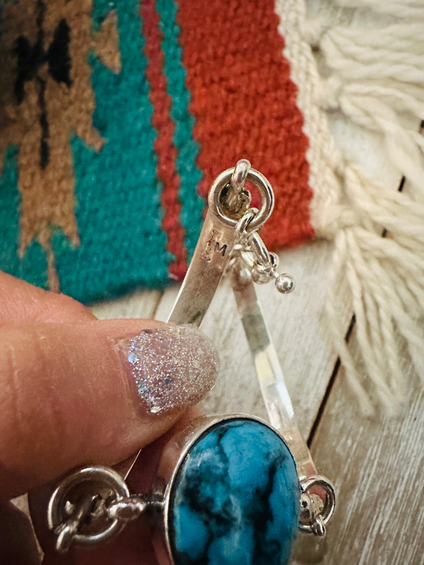 Handcrafted Turquoise & Sterling Silver Floating Link Bracelet