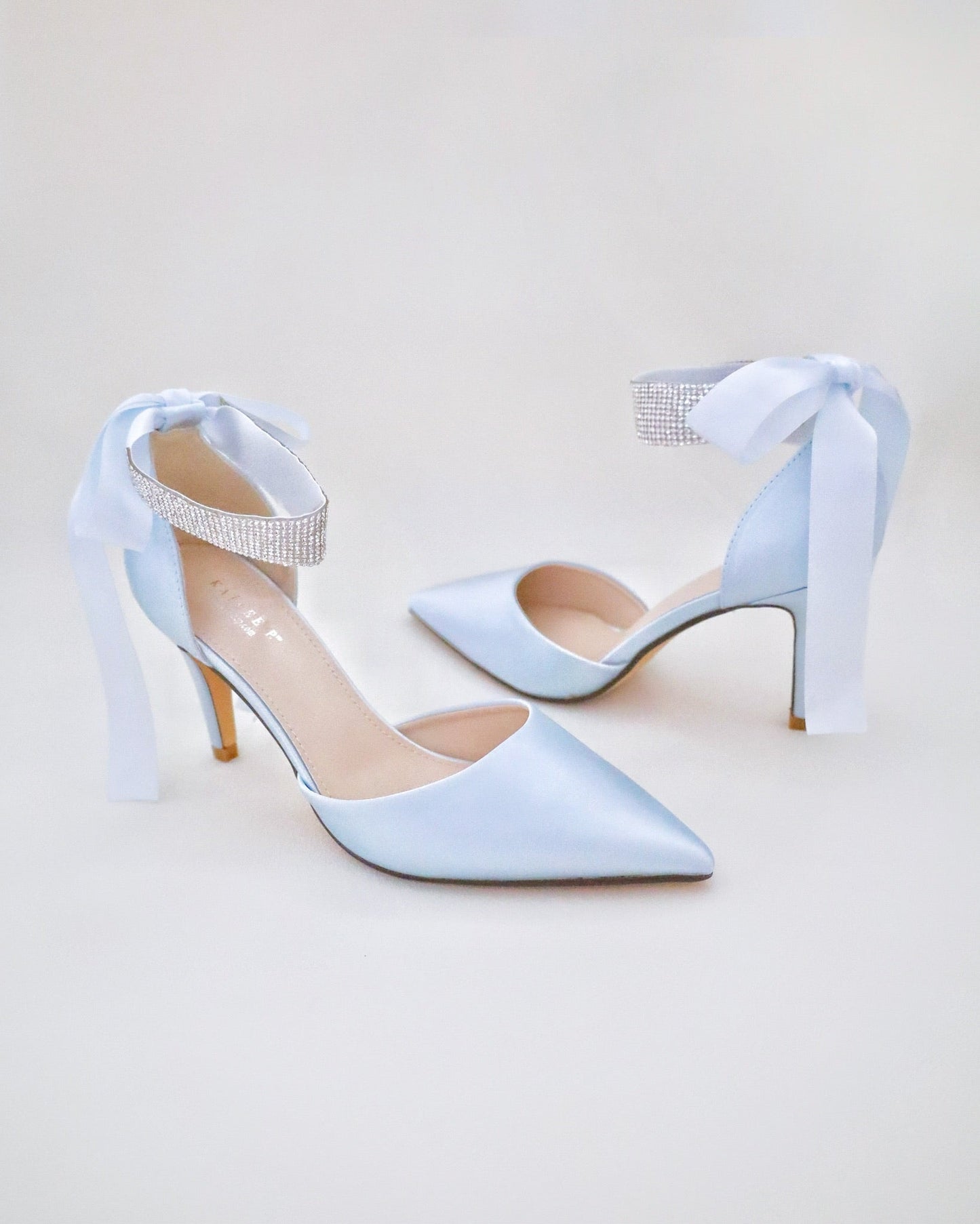 Satin Wedding Heels with Rhinestones Strap