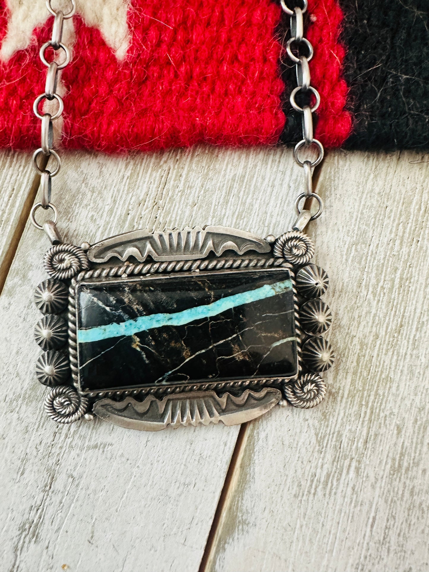 Handcrafted Blackjack Turquoise & Sterling Silver Necklace