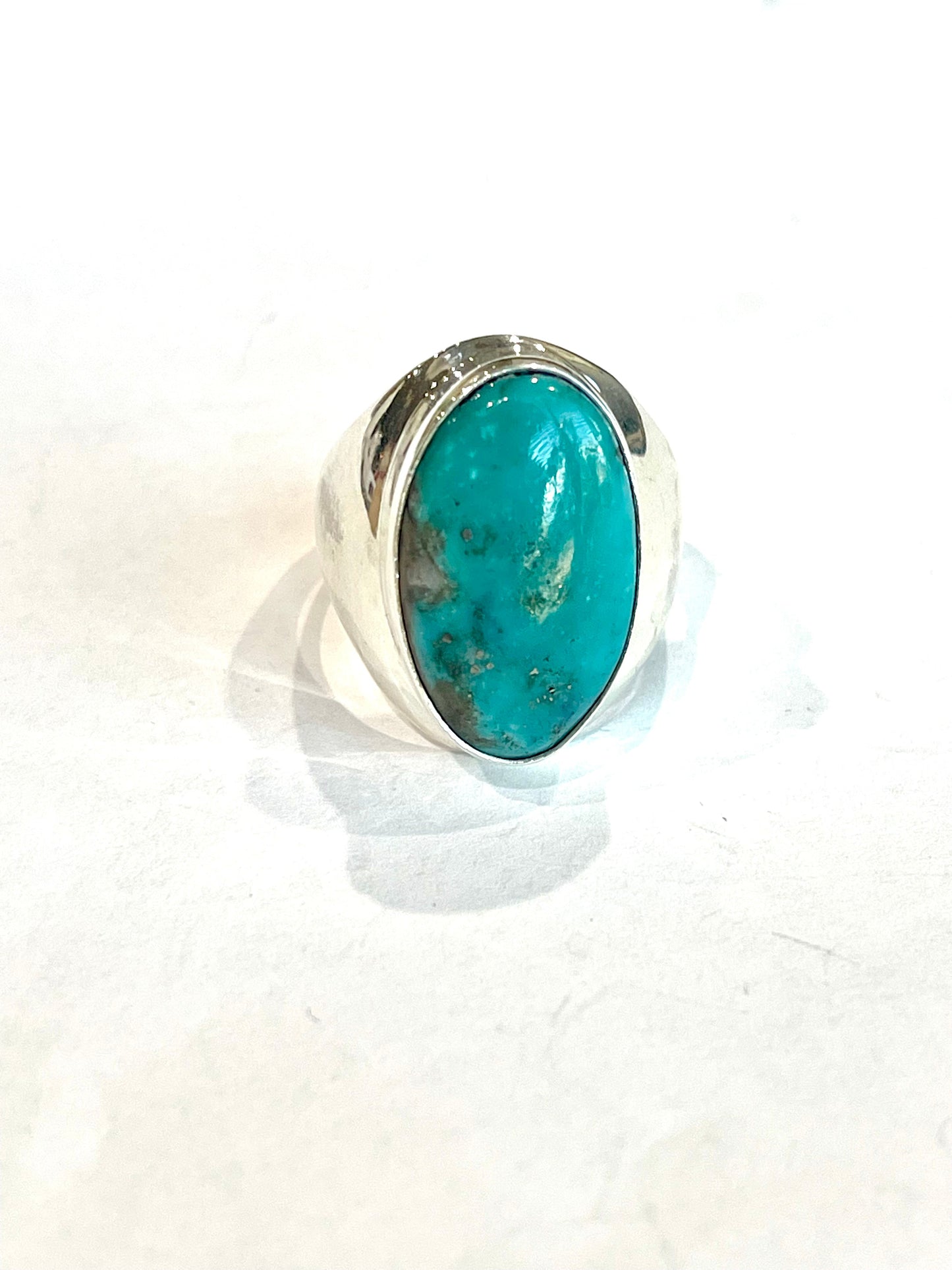 Handcrafted Turquoise & Sterling Silver Ring Size 11.75