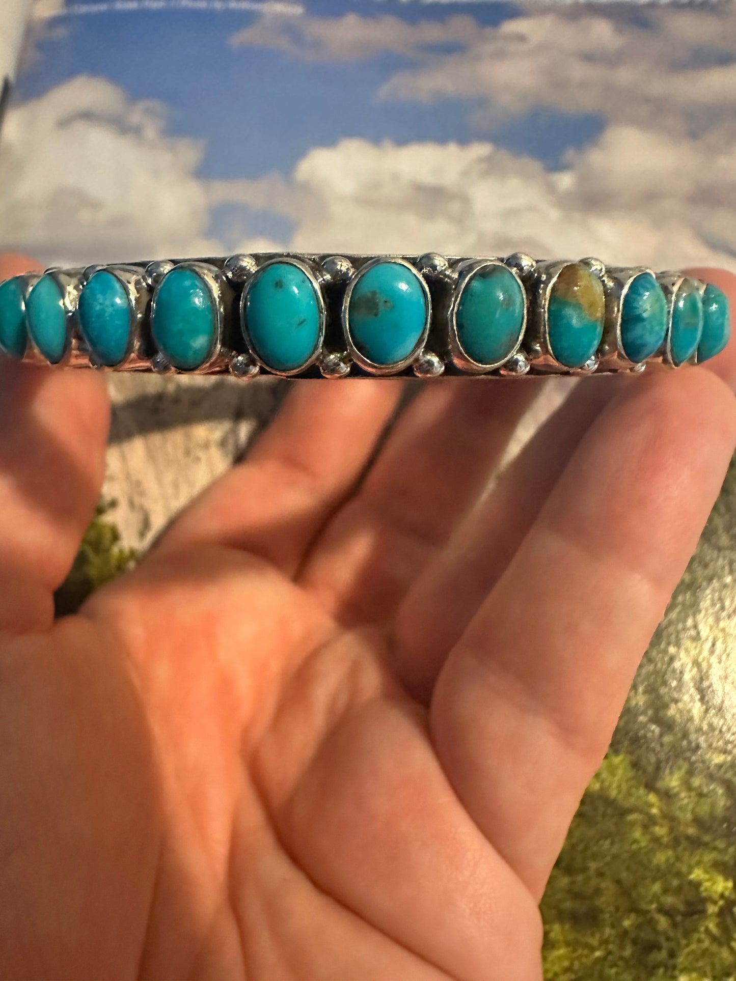 Beautiful Handmade Turquoise Sterling Silver Bangle By Dan Dodson style 2