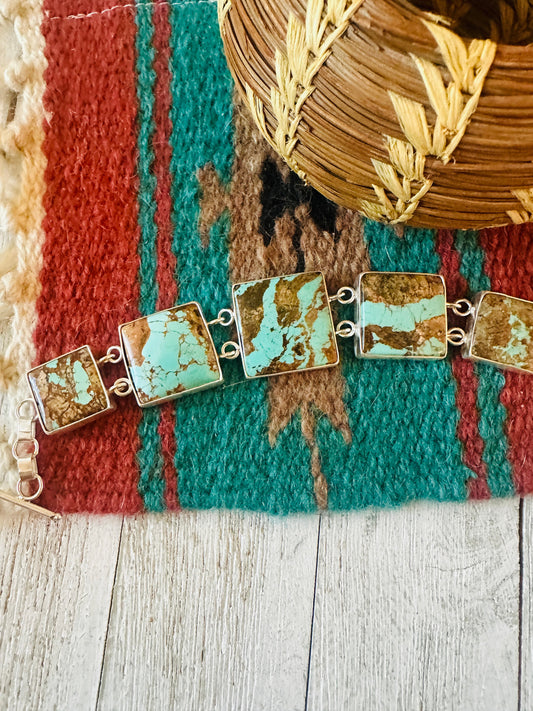 Handcrafted Number 8 Turquoise & Sterling Silver Link Bracelet