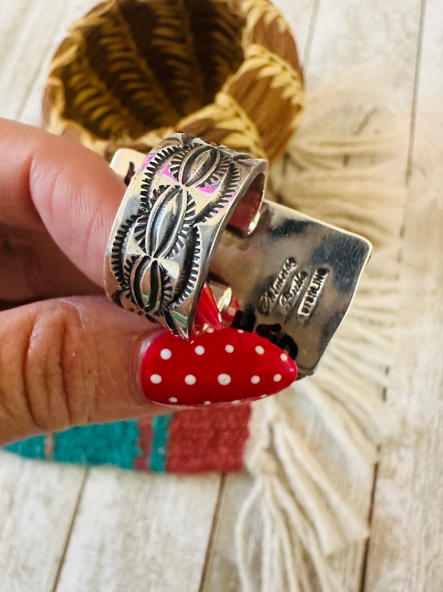 Handcrafted Turquoise & Sterling Silver Cross Ring Chimney Butte Size 8