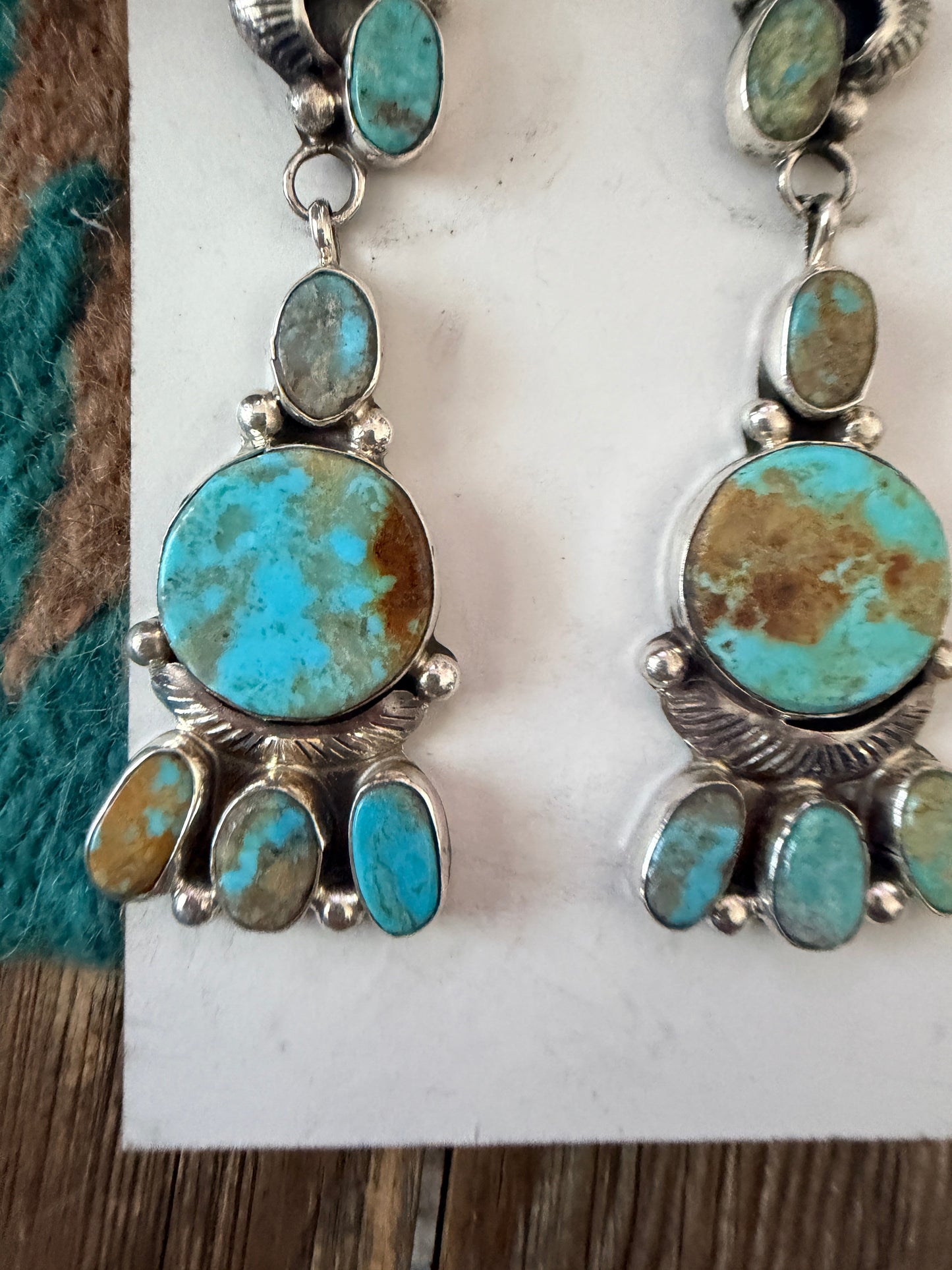 Handcrafted Royston Turquoise And Sterling Silver Dangle Earrings by Jacqueline Silver