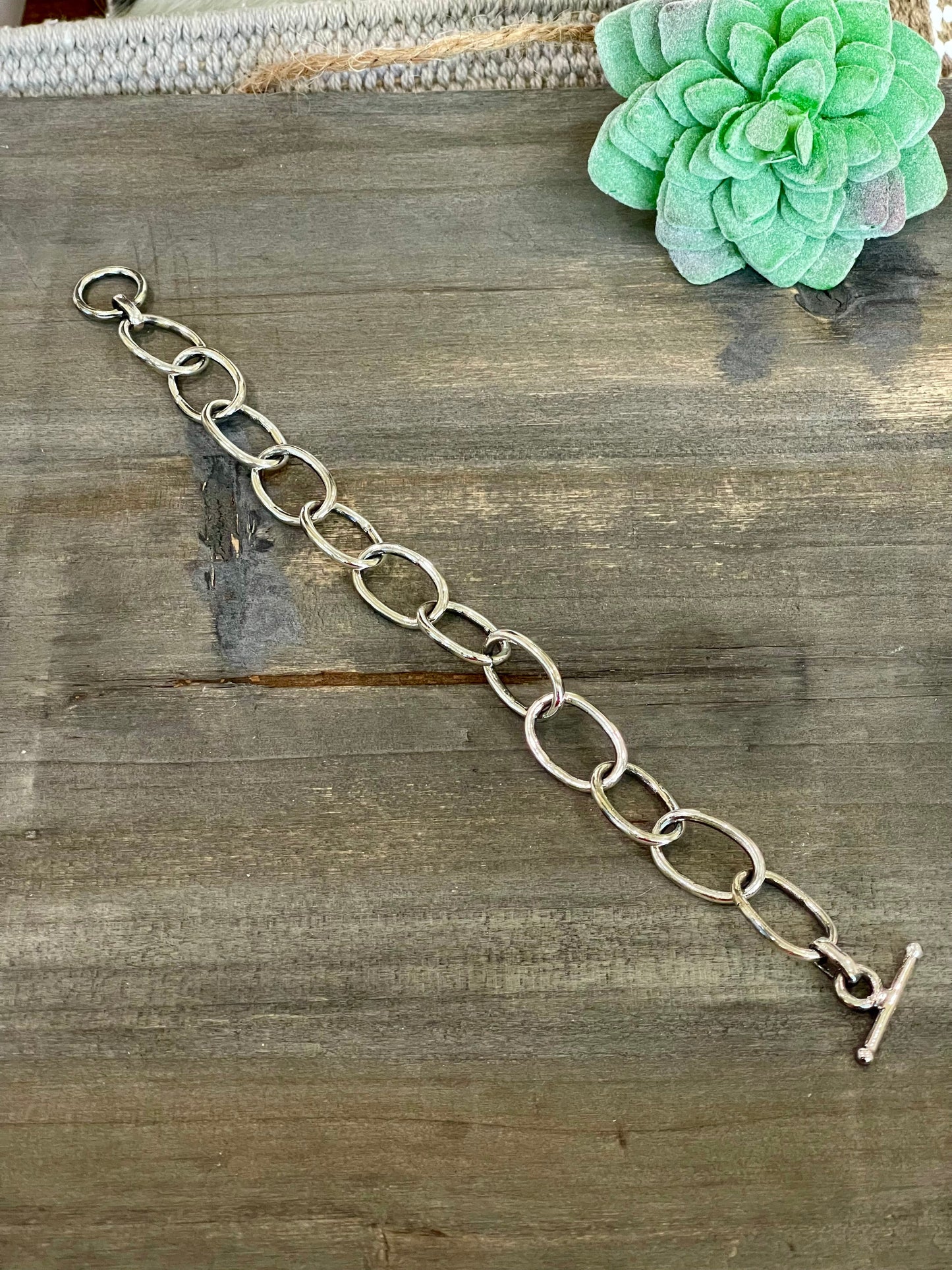 Handmade Beautiful Sterling Silver Link Bracelet 8 inch