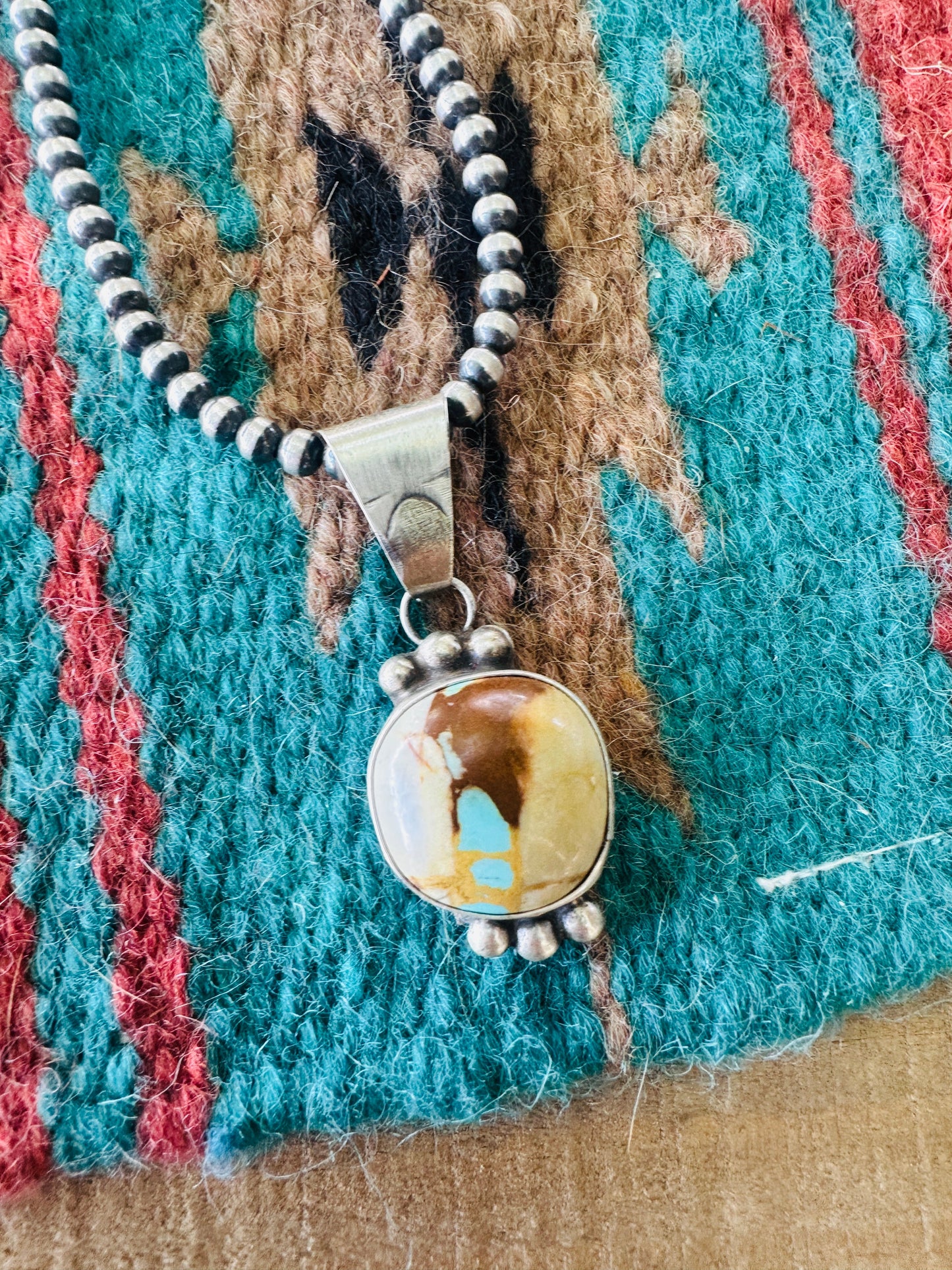 Handcrafted Ribbon Turquoise & Sterling Silver Pendant