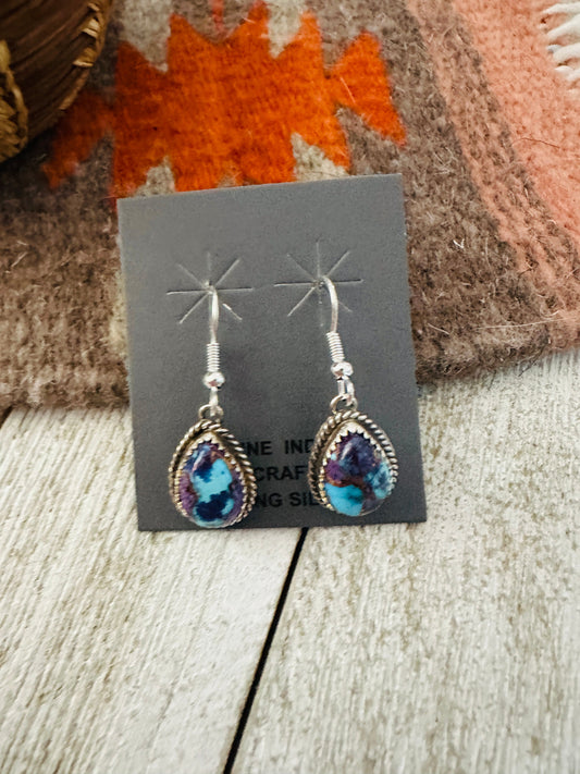 Handcrafted  Sterling Silver & Purple Mojave Dangle Earrings