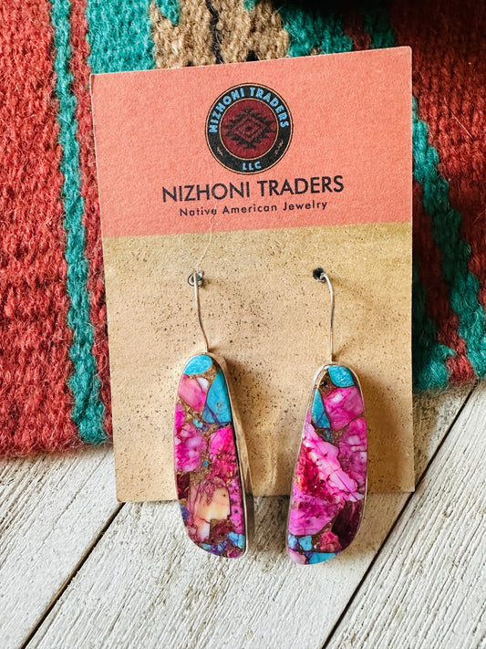 Handcrafted Pink Dream Mojave & Sterling Silver Dangle Earrings