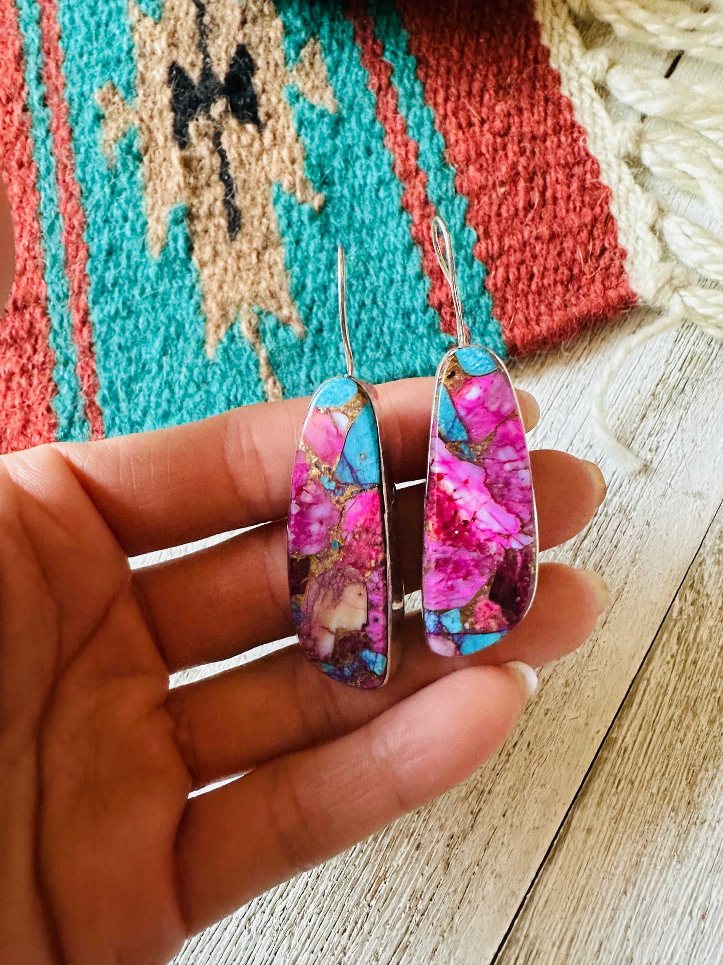 Handcrafted Pink Dream Mojave & Sterling Silver Dangle Earrings