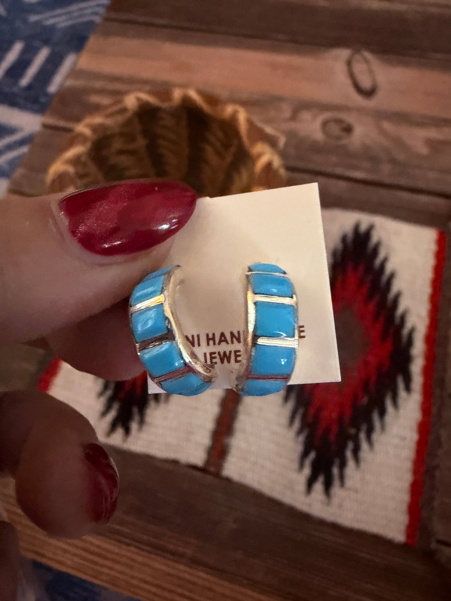 Handcrafted Sterling Silver & Turquoise Hoop Earrings
