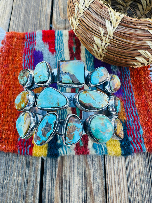 Handcrafted Royston Turquoise & Sterling Silver Cuff Bracelet by Rosella Paxson