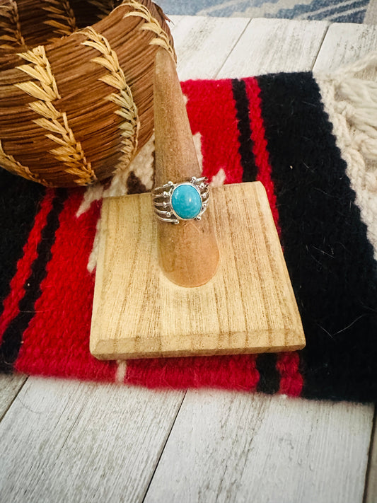Handcrafted Sterling Silver & Turquoise Ring Size 7