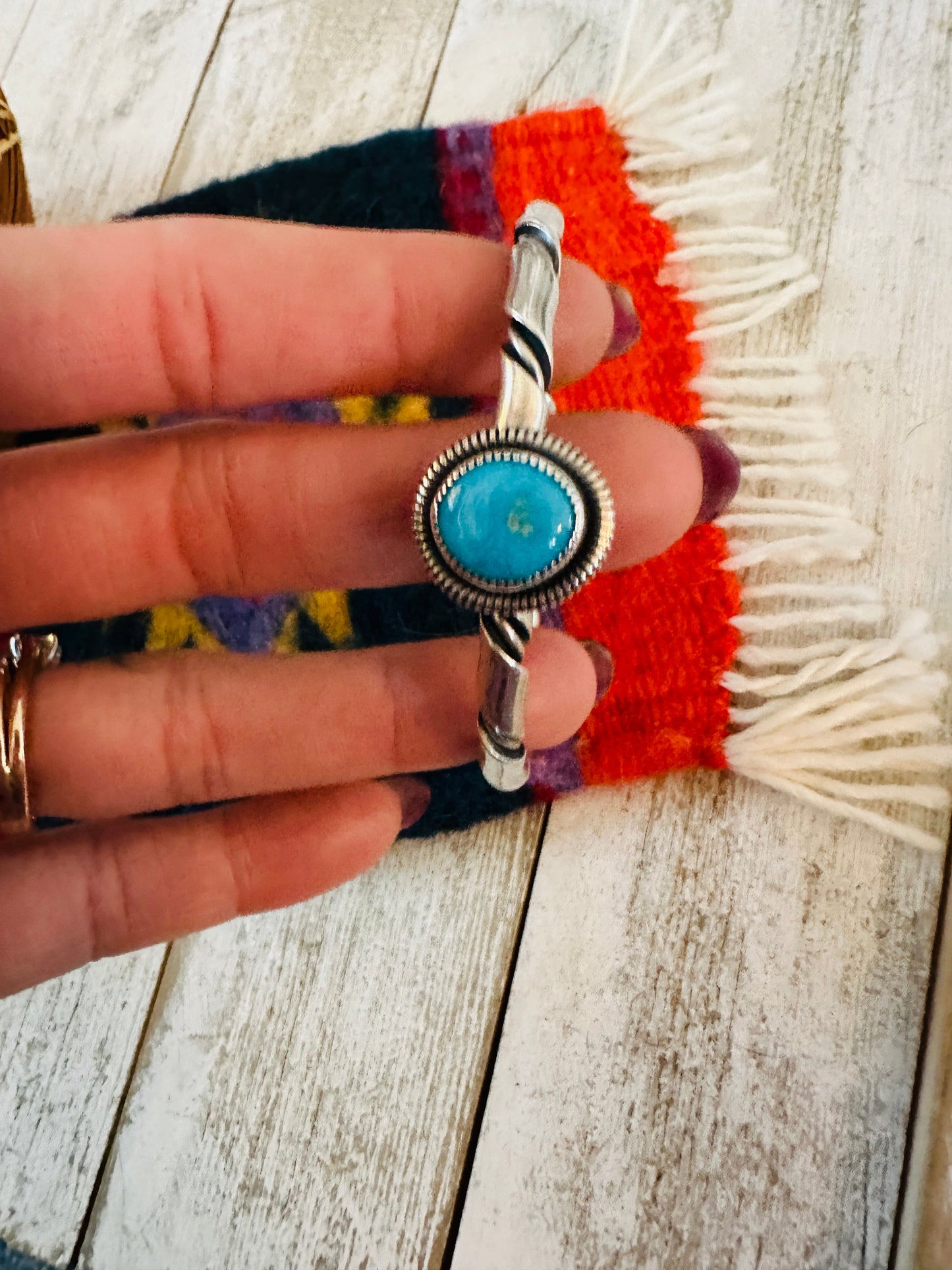 Handcrafted Sterling Silver & Kingman Turquoise Cuff Bracelet