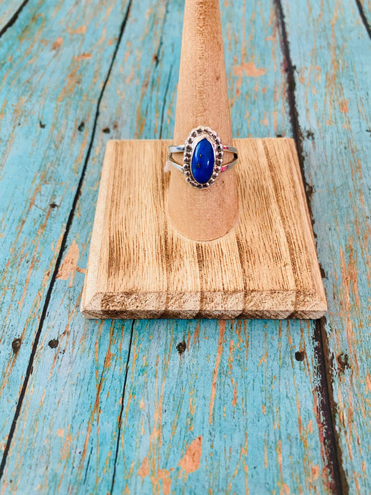 Handcrafted Sterling Silver & Lapis Ring Size 7.5