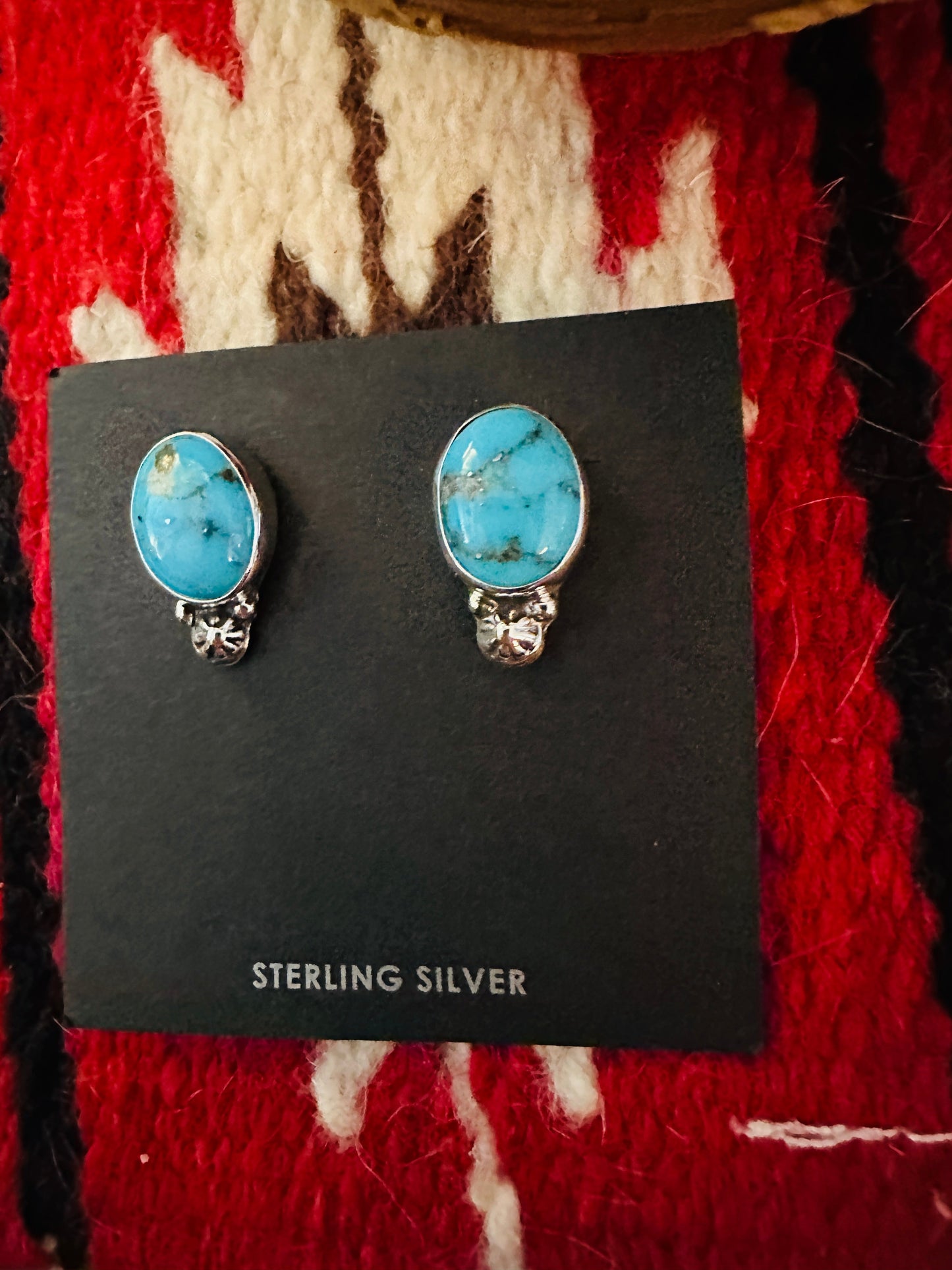 Sterling Silver & Morenci Turquoise Post Earrings