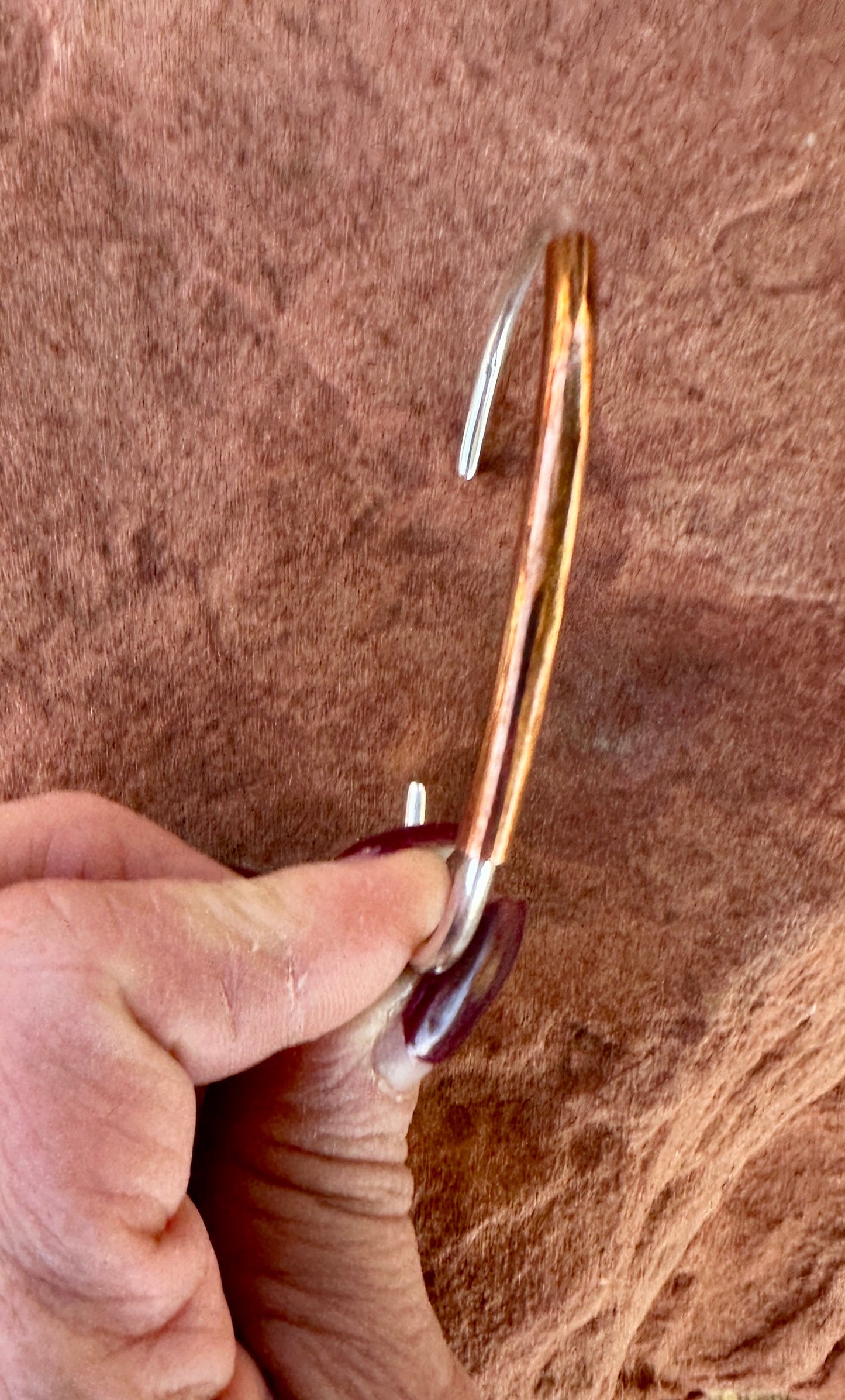 Simple Sterling Silver Cuff Bracelet w/ Copper Finish