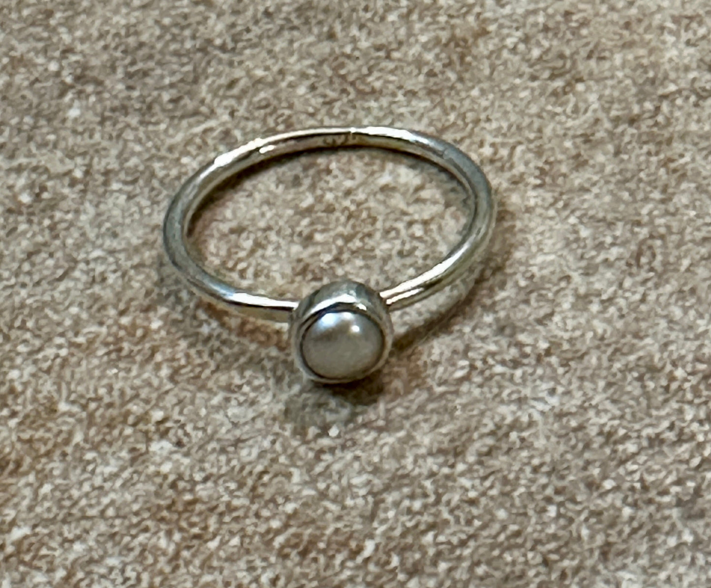Petite White Pearl Sterling Silver Ring