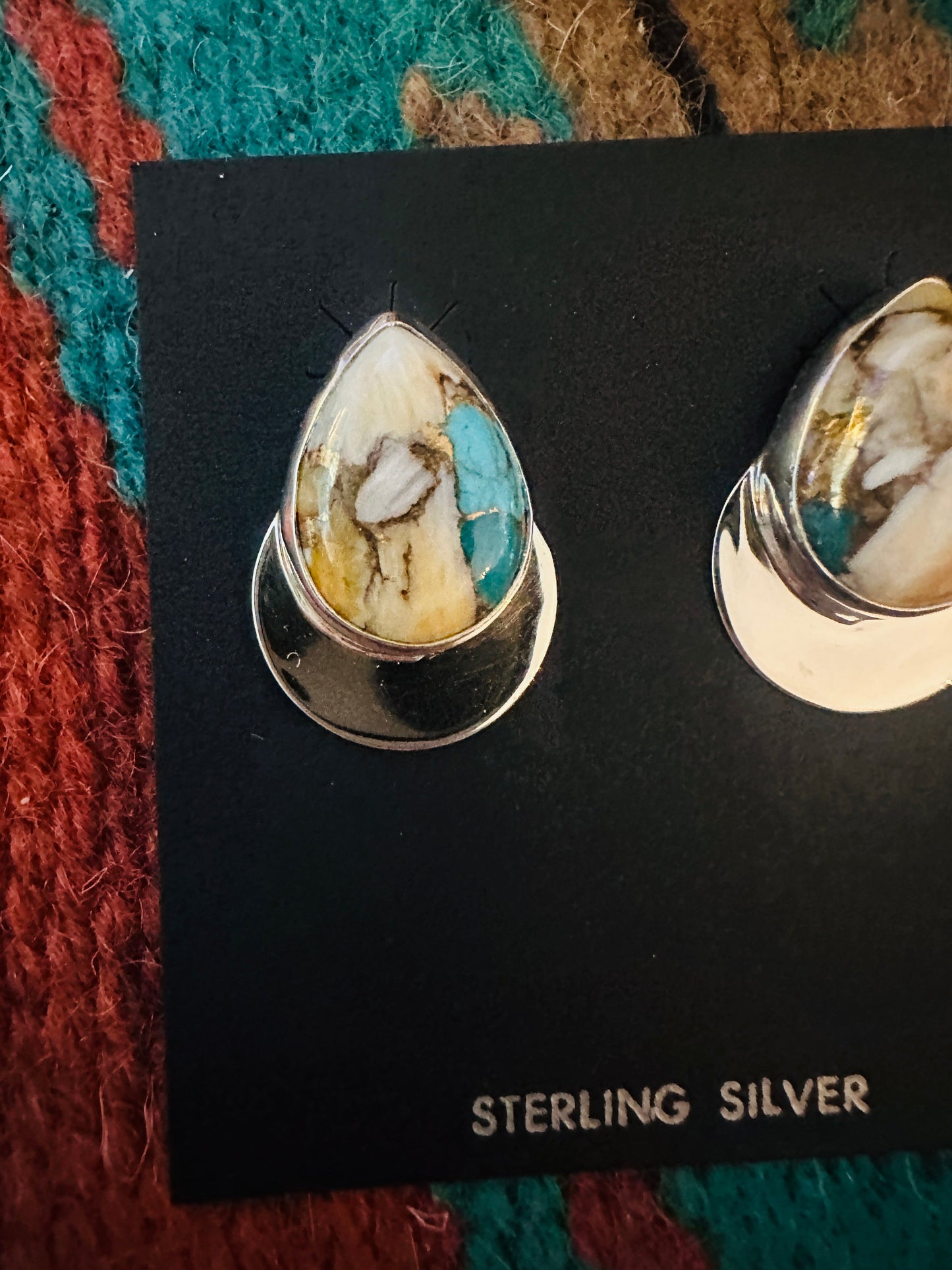 Handcrafted Spice & Sterling Silver Post Earrings