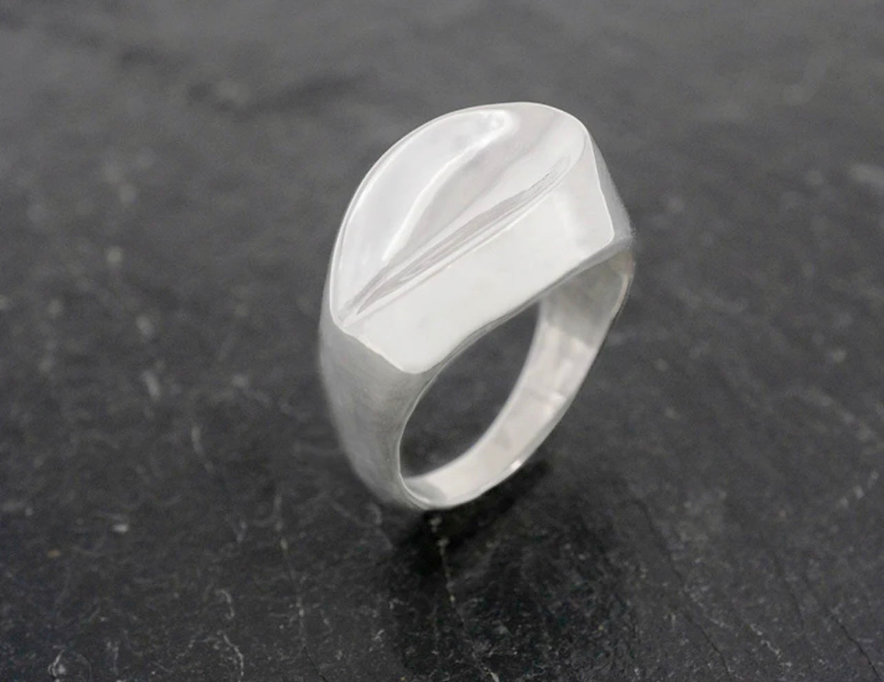 Heavy Thumbprint Sterling Silver Ring Size 9