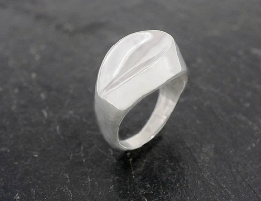 Heavy Thumbprint Sterling Silver Ring Size 9