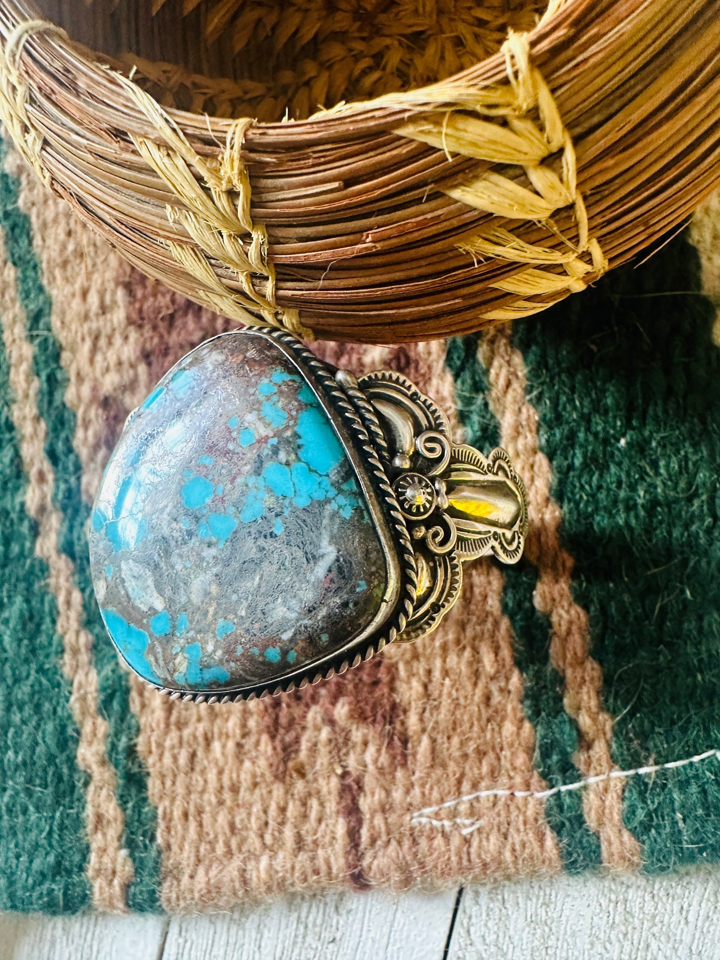 Handcrafted Sterling Silver & Bisbee Turquoise Cuff Bracelet