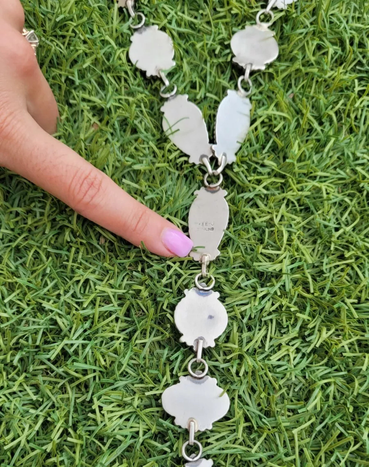 Handcrafted Sterling Silver & Multi Turquoise Lariat Necklace Set by Kee Johnson