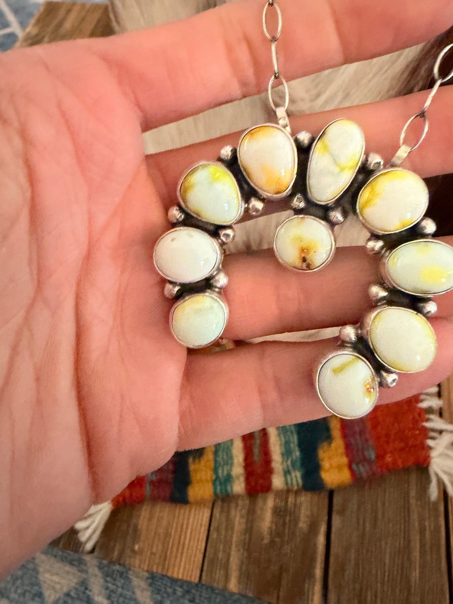 Handcrafted Palomino Turquoise & Sterling Silver Naja Necklace by Cordell Platero
