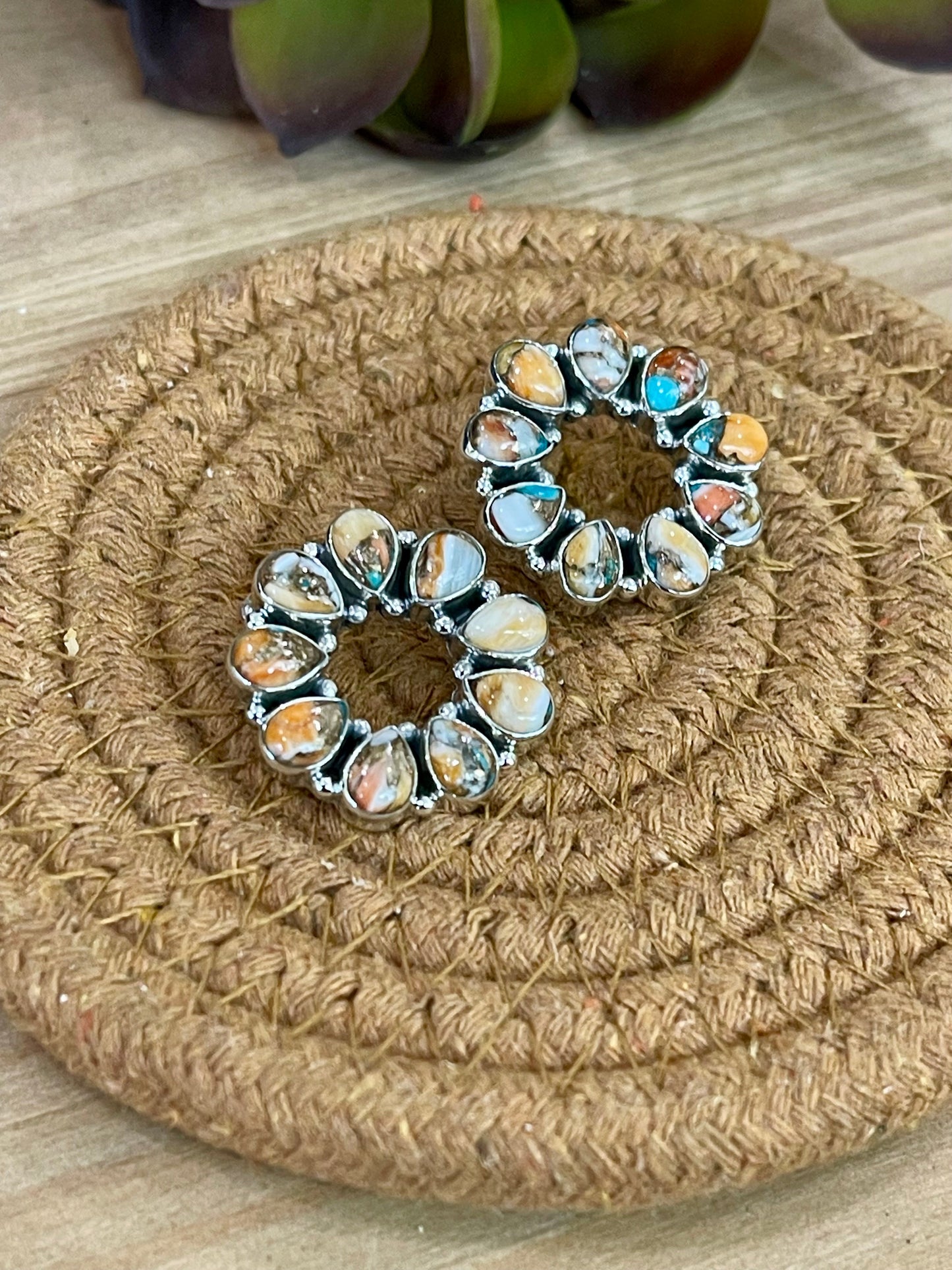 Handmade Spice & Sterling Silver Earrings more orange