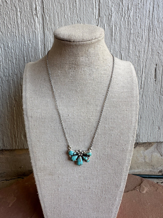 Handmade Sterling Silver, Number 8 Turquoise Crescent Necklace