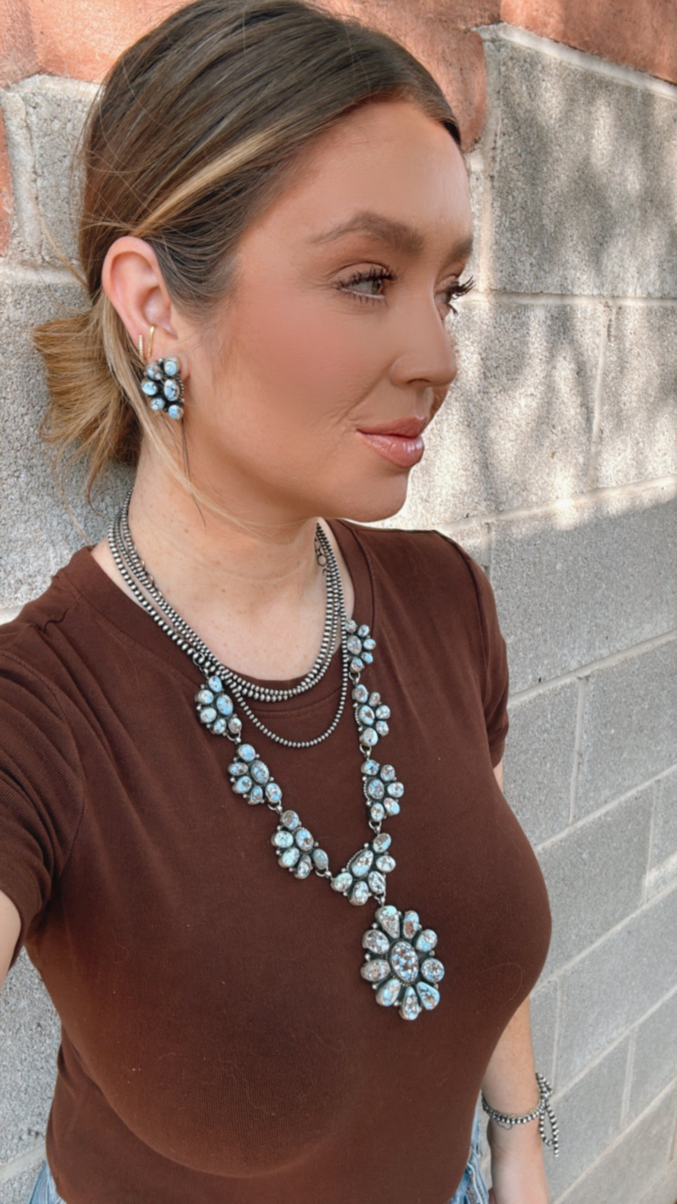 Handcrafted Golden Hills Turquoise & Sterling Silver Necklace Set by Sheila Becenti