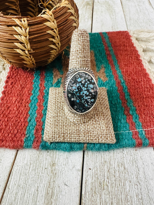 Old Pawn Handcrafted Sterling Silver & Kingman Web Turquoise Men’s Ring Size 10