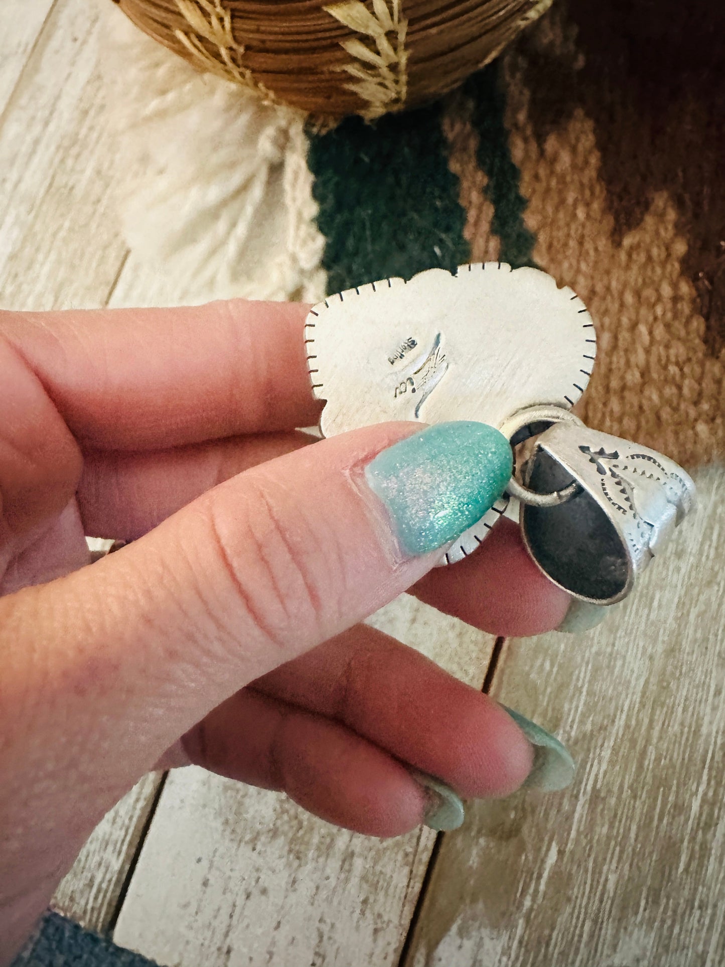 Handmade Turquoise & Sterling Silver Heart Pendant