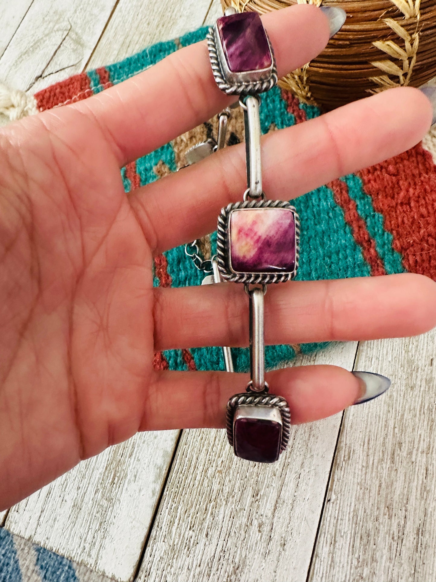 Handcrafted Sterling Silver & Purple Spiny Choker