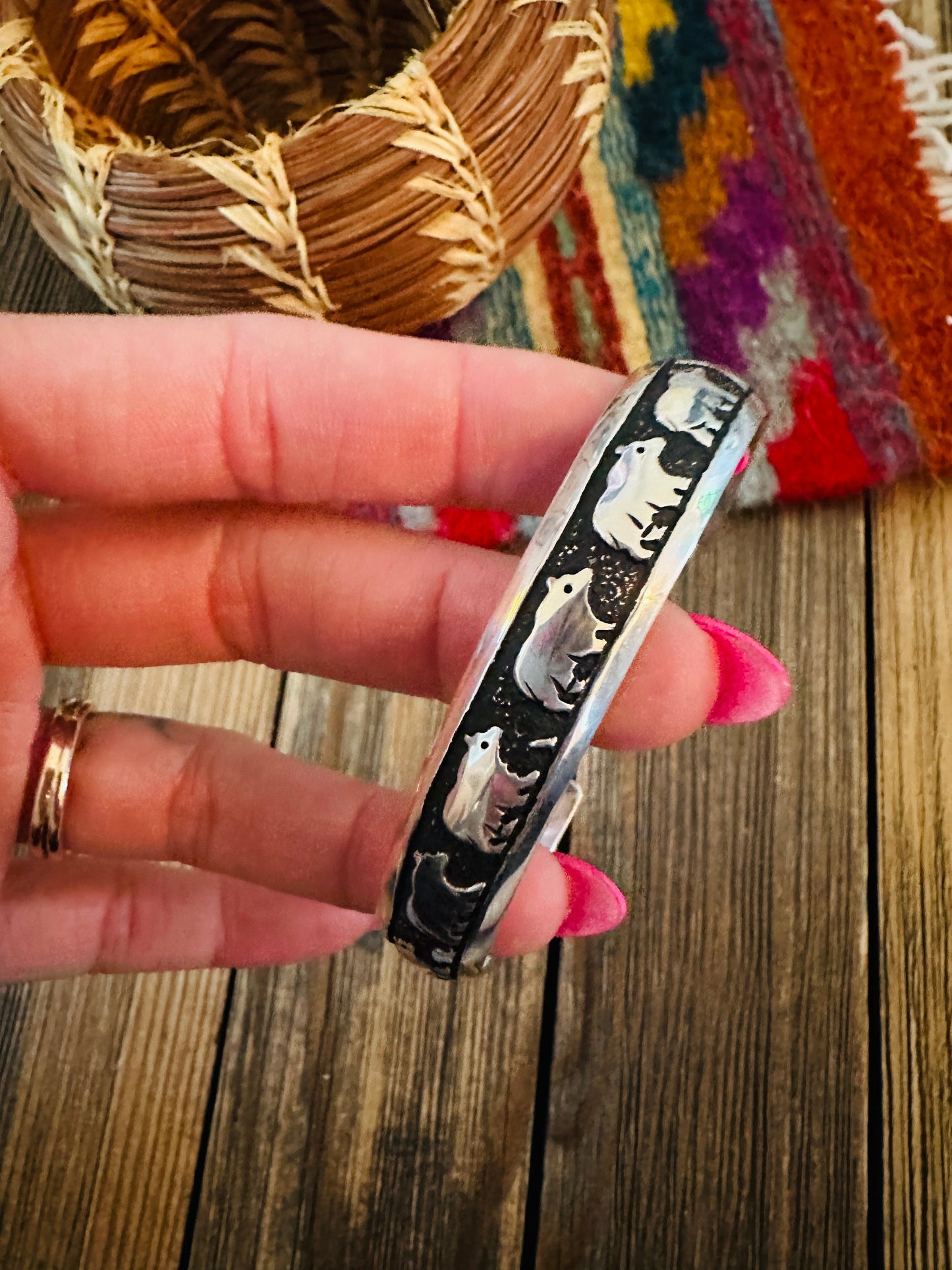 Handcrafted Sterling Silver Bear Cuff Bracelet by T & R Singer