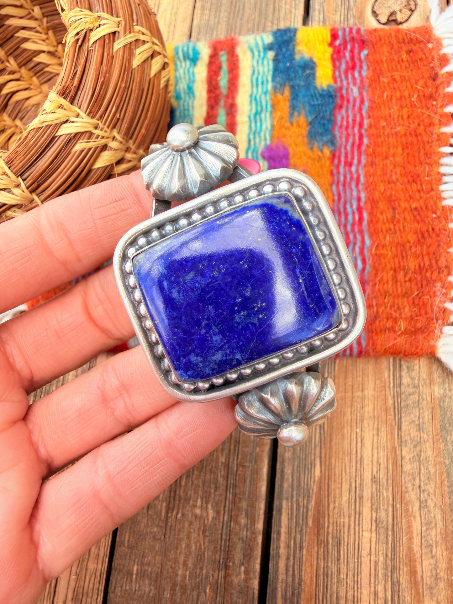 Handcrafted Sterling Silver and Lapis Cuff Bracelet by Chimney Butte