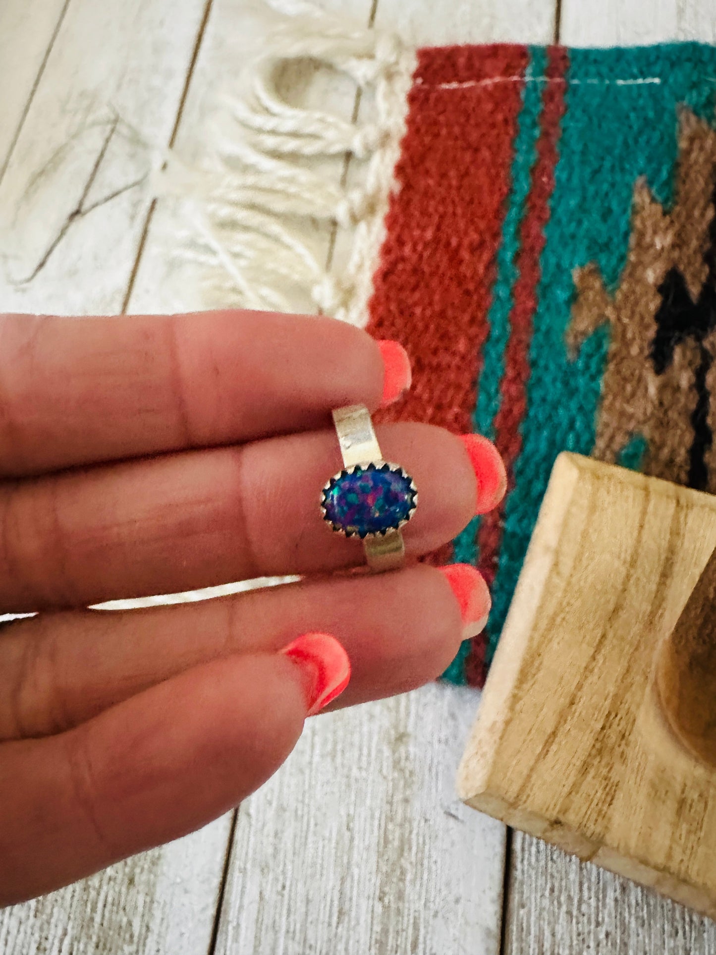 Handcrafted Sterling Silver & Purple Opal Ring