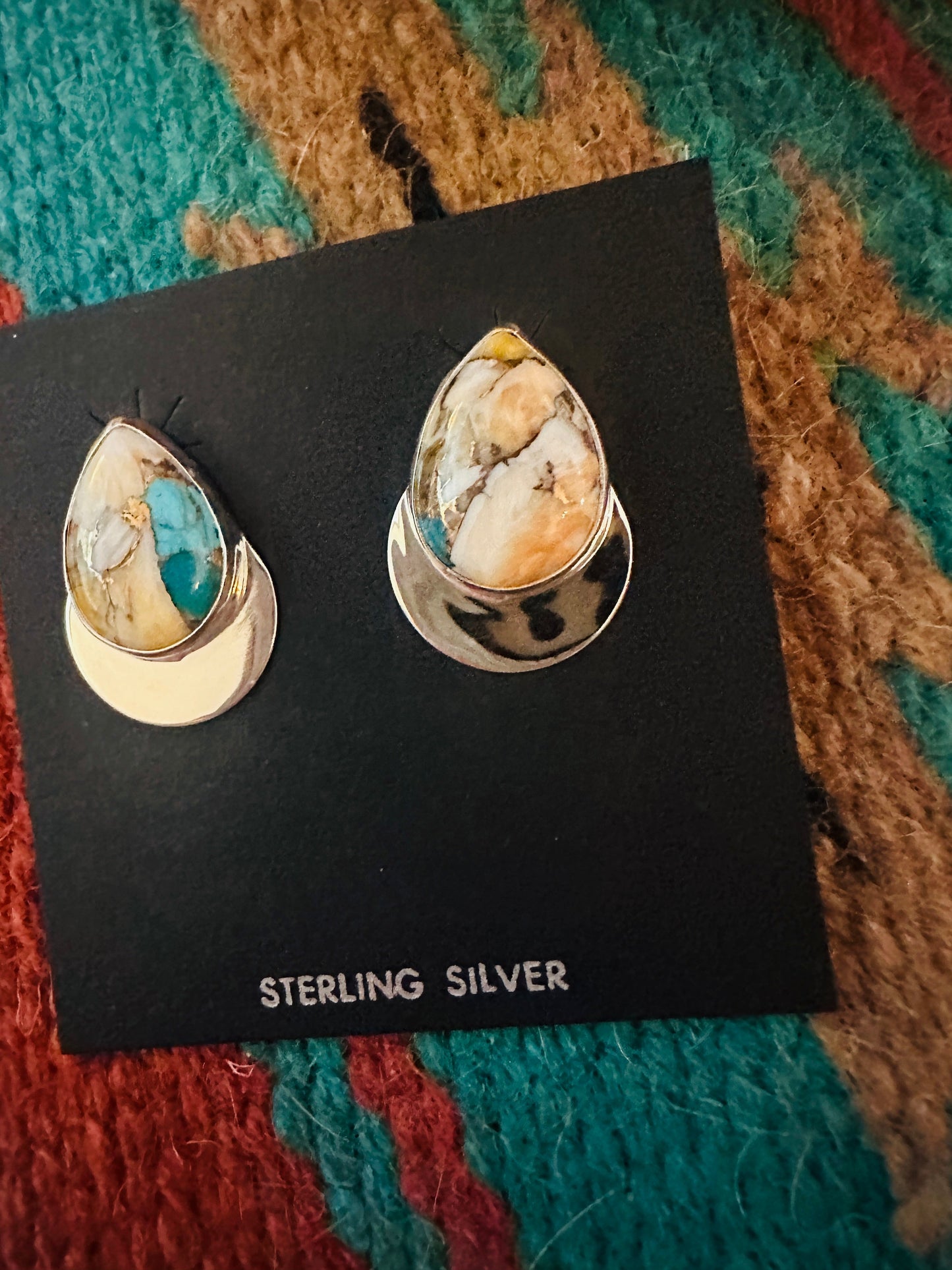 Handcrafted Spice & Sterling Silver Post Earrings