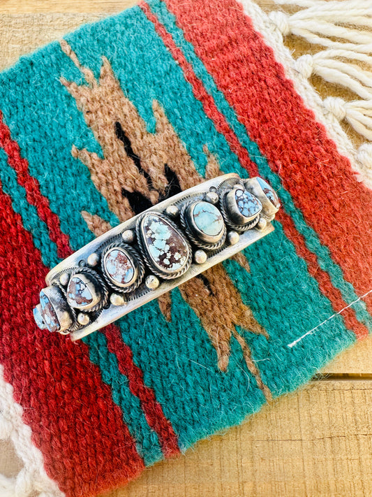 Handcrafted Golden Hills Turquoise & Sterling Silver Cuff Bracelet /