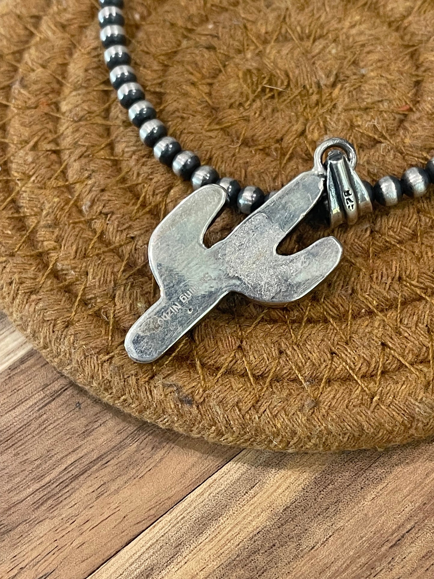 Handmade Sterling Silver & Multi Stone Cactus Pendant