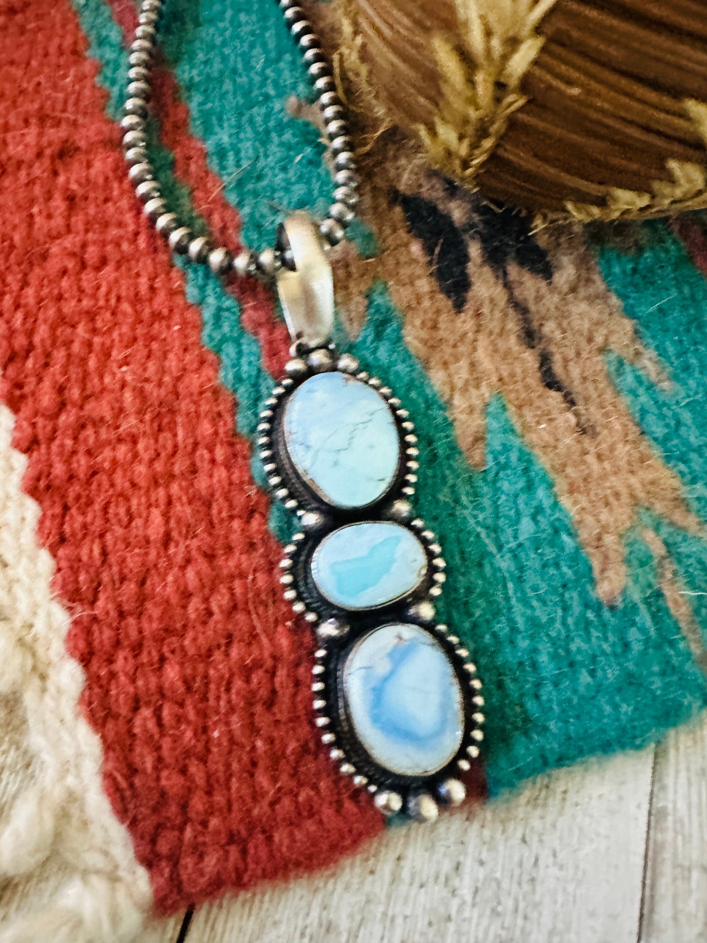 Handcrafted Golden Hills Turquoise & Sterling Silver Pendant