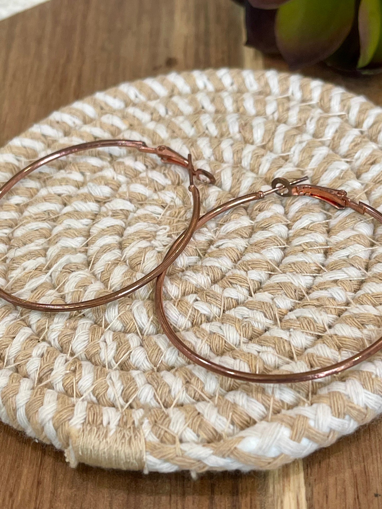 Vintage Handmade Copper Hoop Earrings