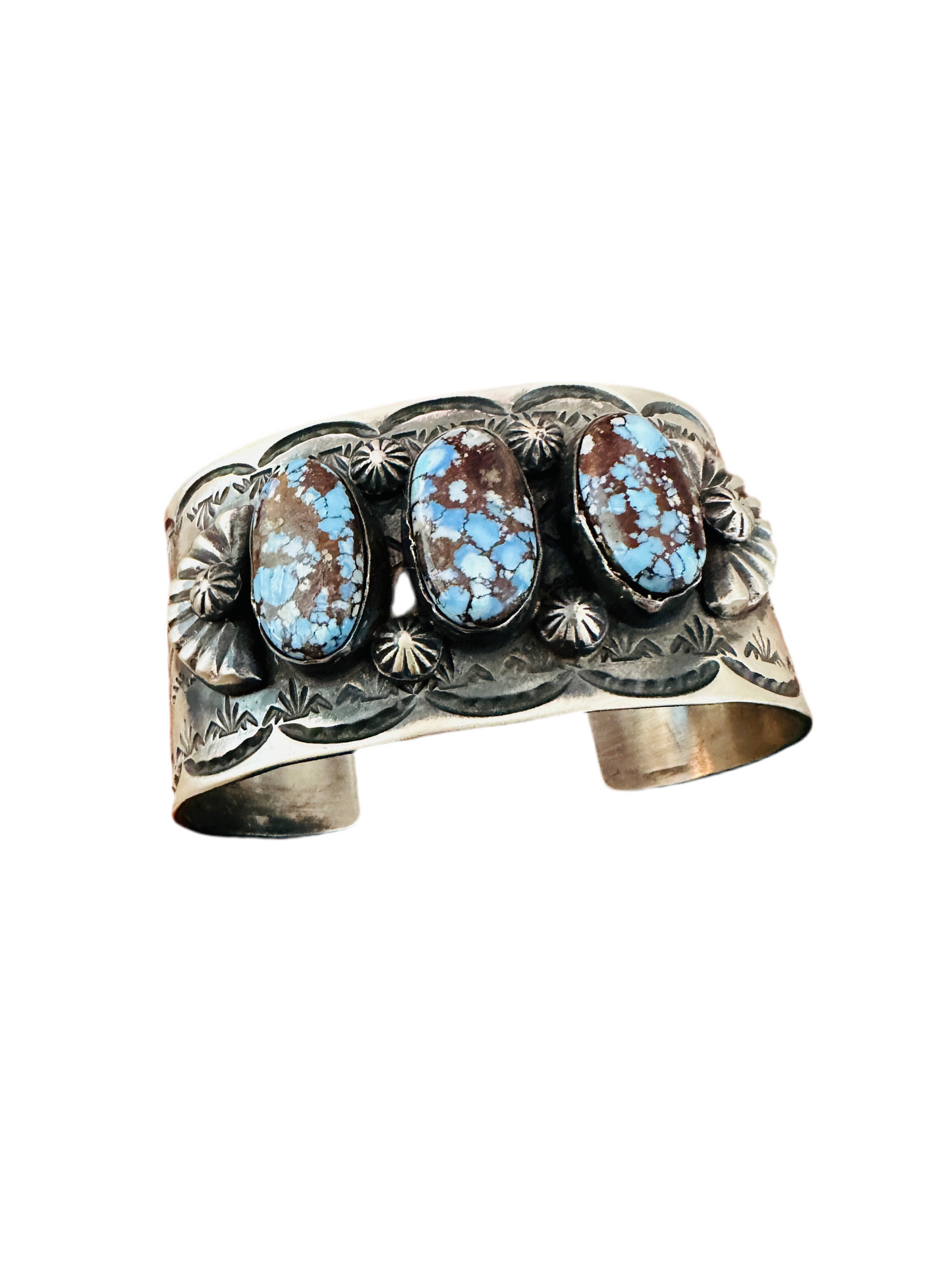 Handcrafted Sterling Silver & Golden Hills Turquoise Cuff Bracelet by Chimney Butte /