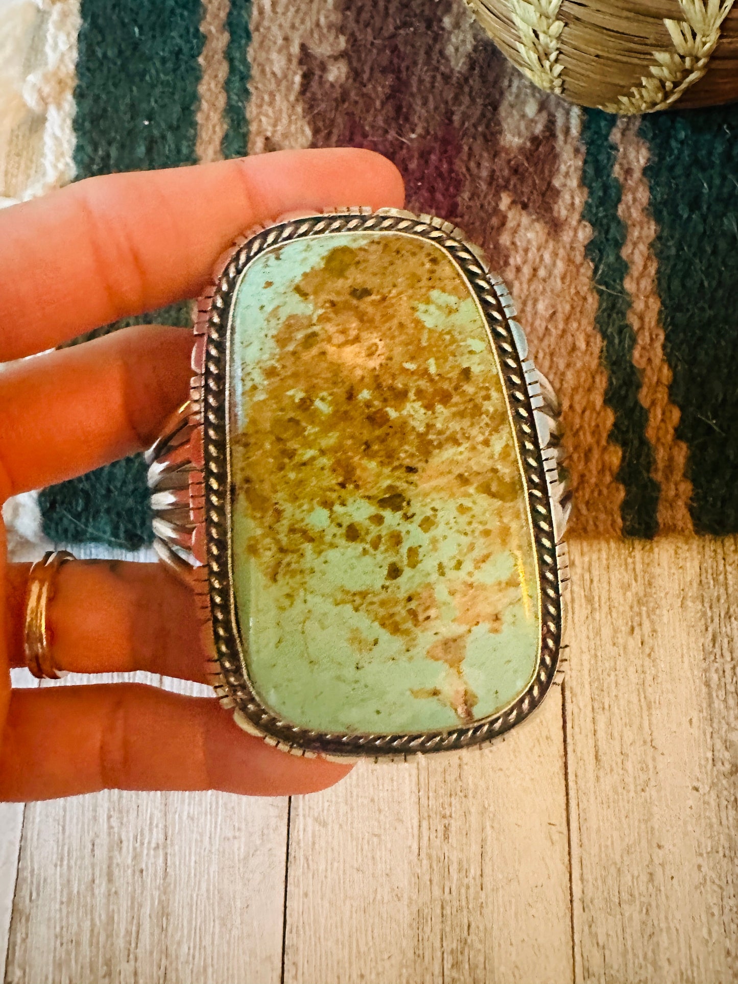 Handcrafted Sterling Silver & Number 8 Turquoise Cuff Bracelet