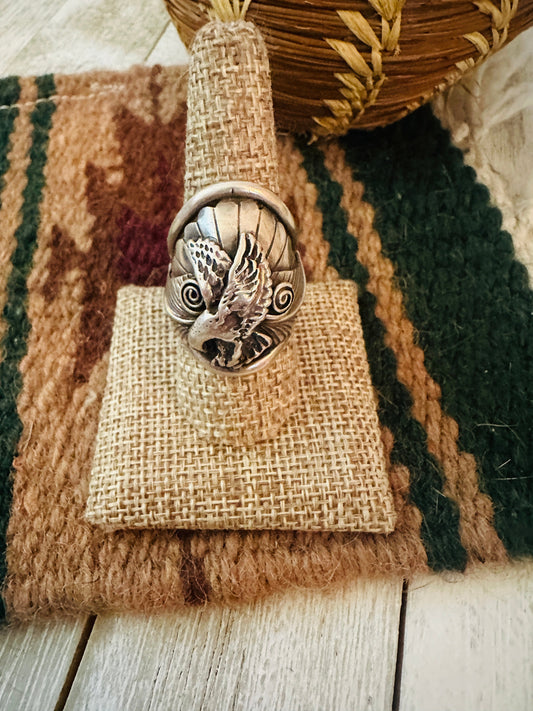 Handcrafted Old Pawn Sterling Silver Eagle Ring Size 9