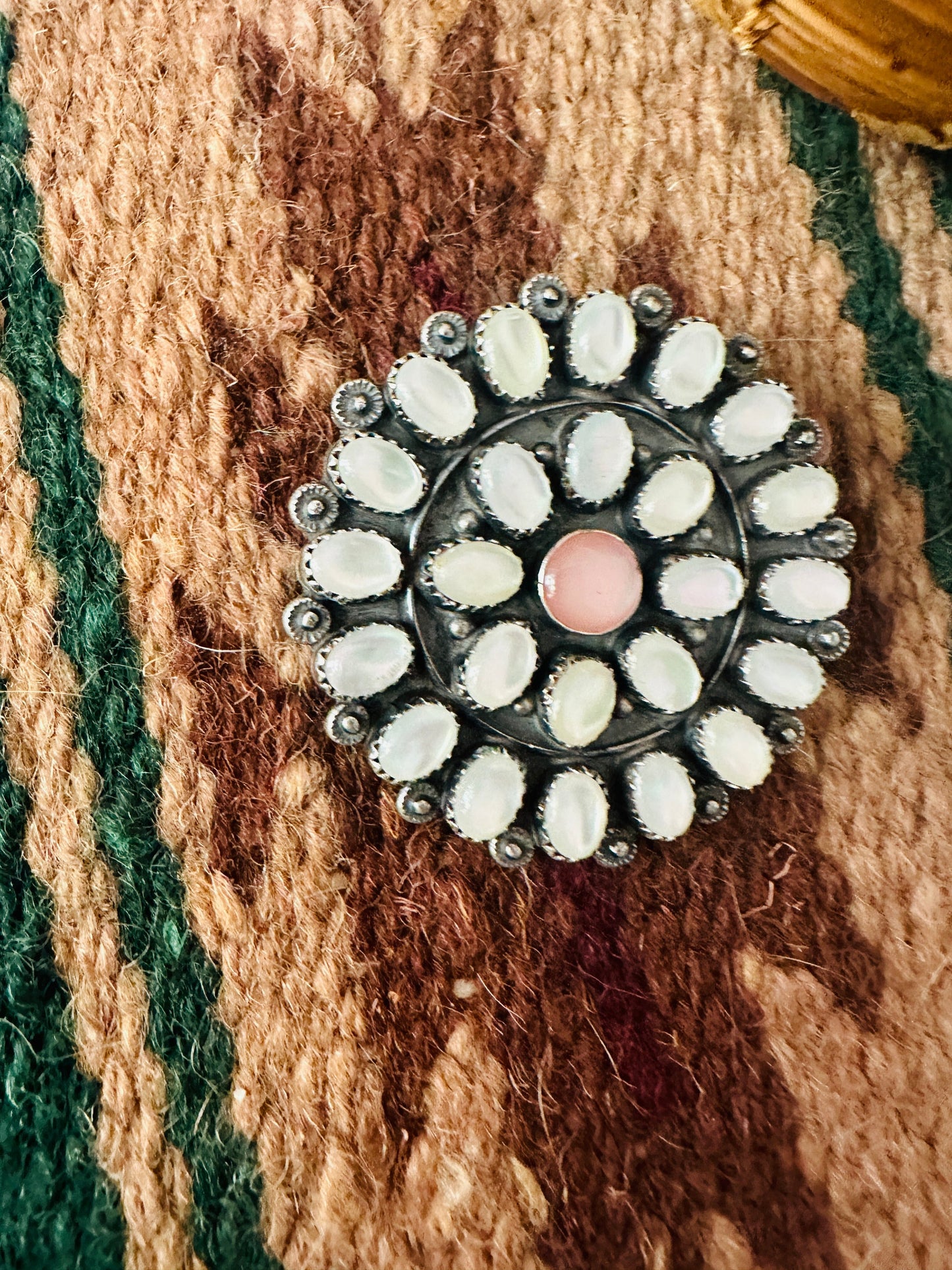 Handcrafted Mother of Pearl & Sterling Silver Cluster Brooch by Jacqueline Silver