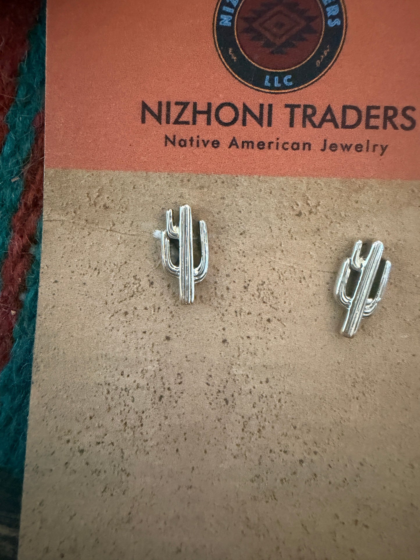 Handcrafted Sterling Silver Cactus Stud Earrings