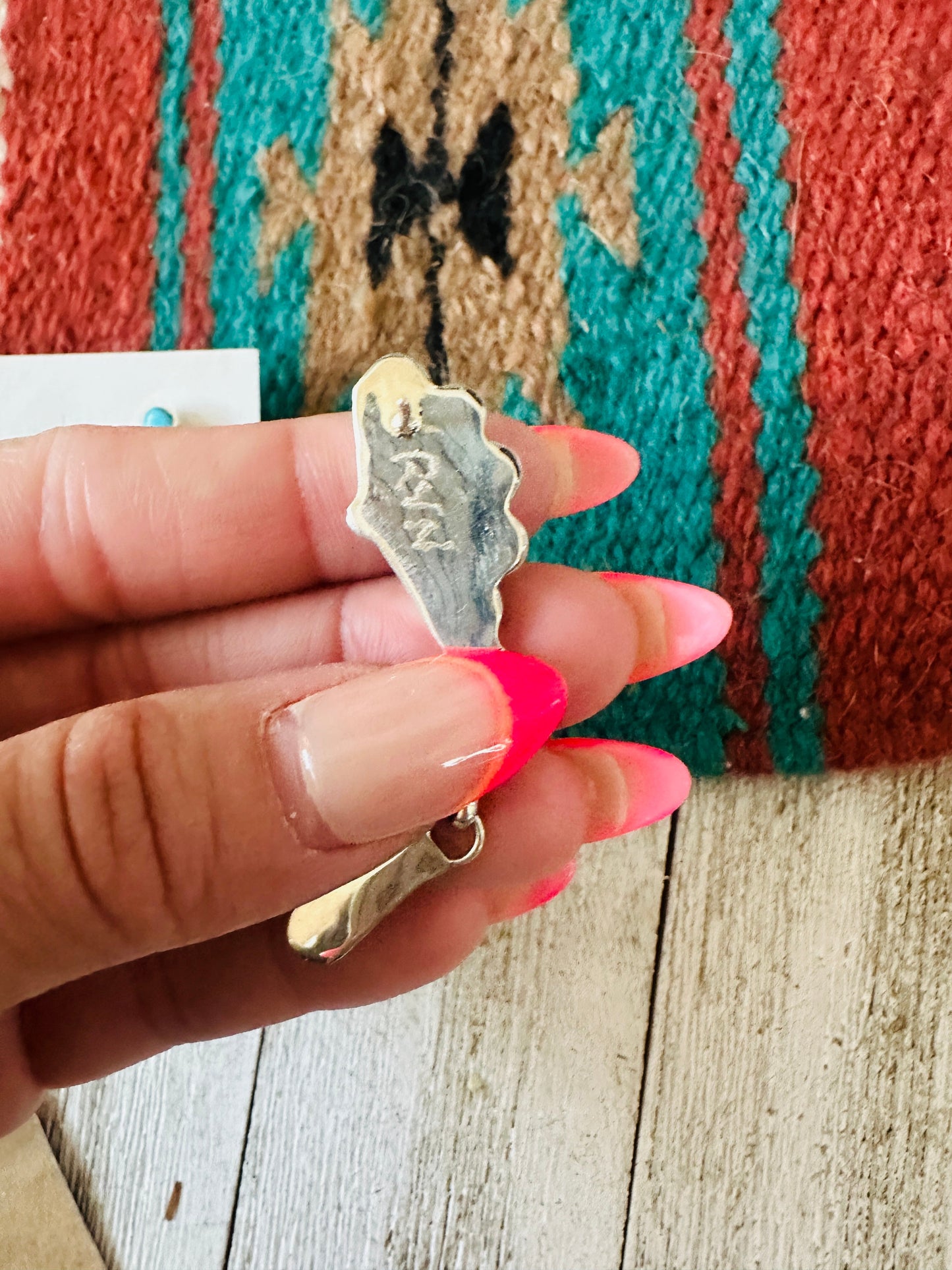 Handcrafted Sterling Silver & Turquoise Inlay Dangle Earrings