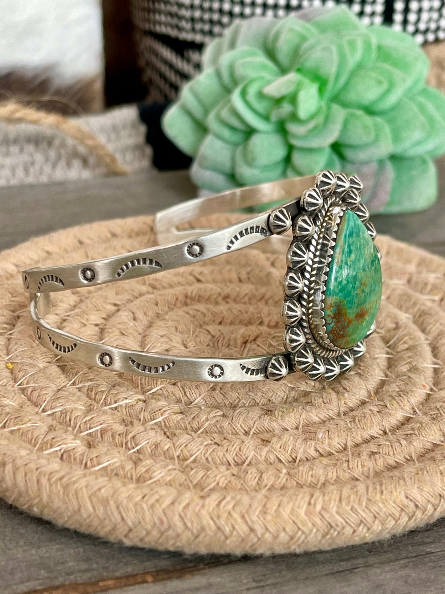 Handmade Sterling Silver & Royston Turquoise Cuff Bracelet
