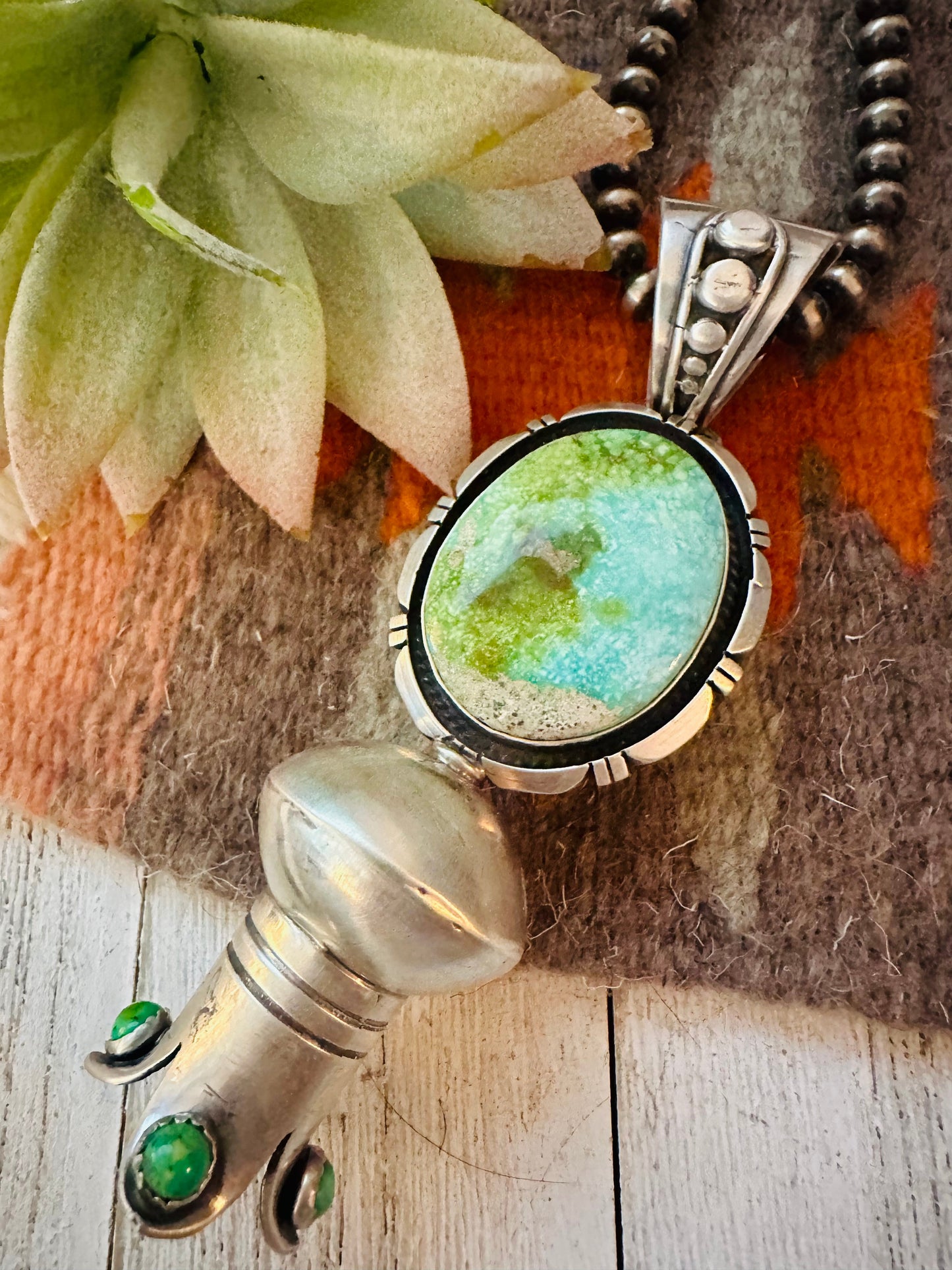 Handcrafted Sterling Silver & Turquoise Blossom Pendant by Thomas Francisco